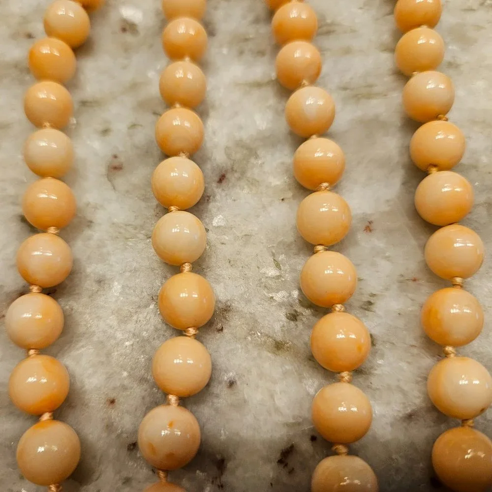 RARE VINTAGE ESTATE ANGEL SKIN CORAL 14K GOLD 31